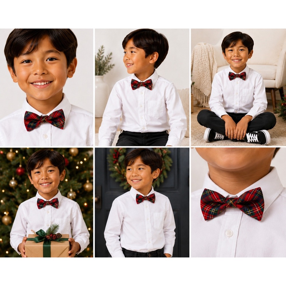 Janie and Jack Boys Tartan Plaid Bow Tie Red Multi Holiday Size 6 and up NWT - Picture 11 of 11